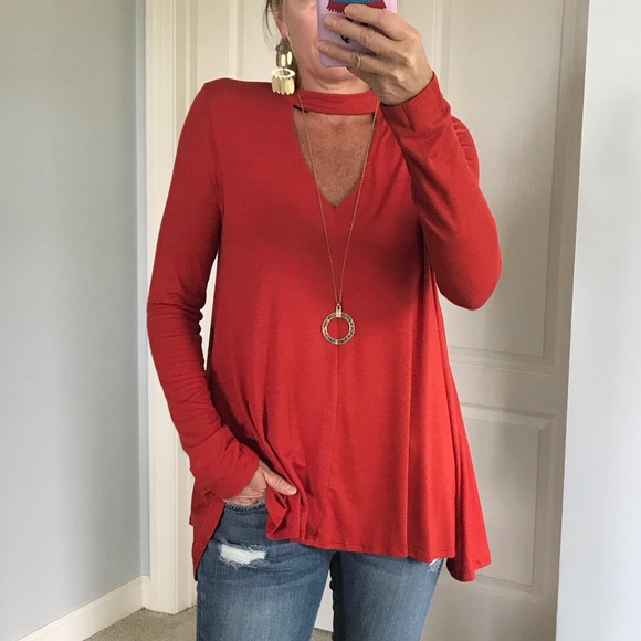 Tops - ❤️1 SMALL❤️Gorgeous Orange/Red Color Tunic